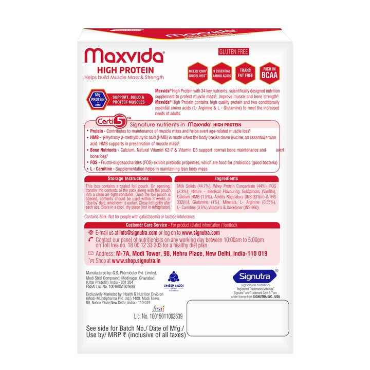 Maxvida Vanilla High Protein Nutrition Supplement (400g) – Signutra